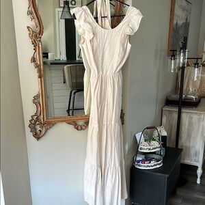 Express Cream Flutter Sleeve Maxi Dress